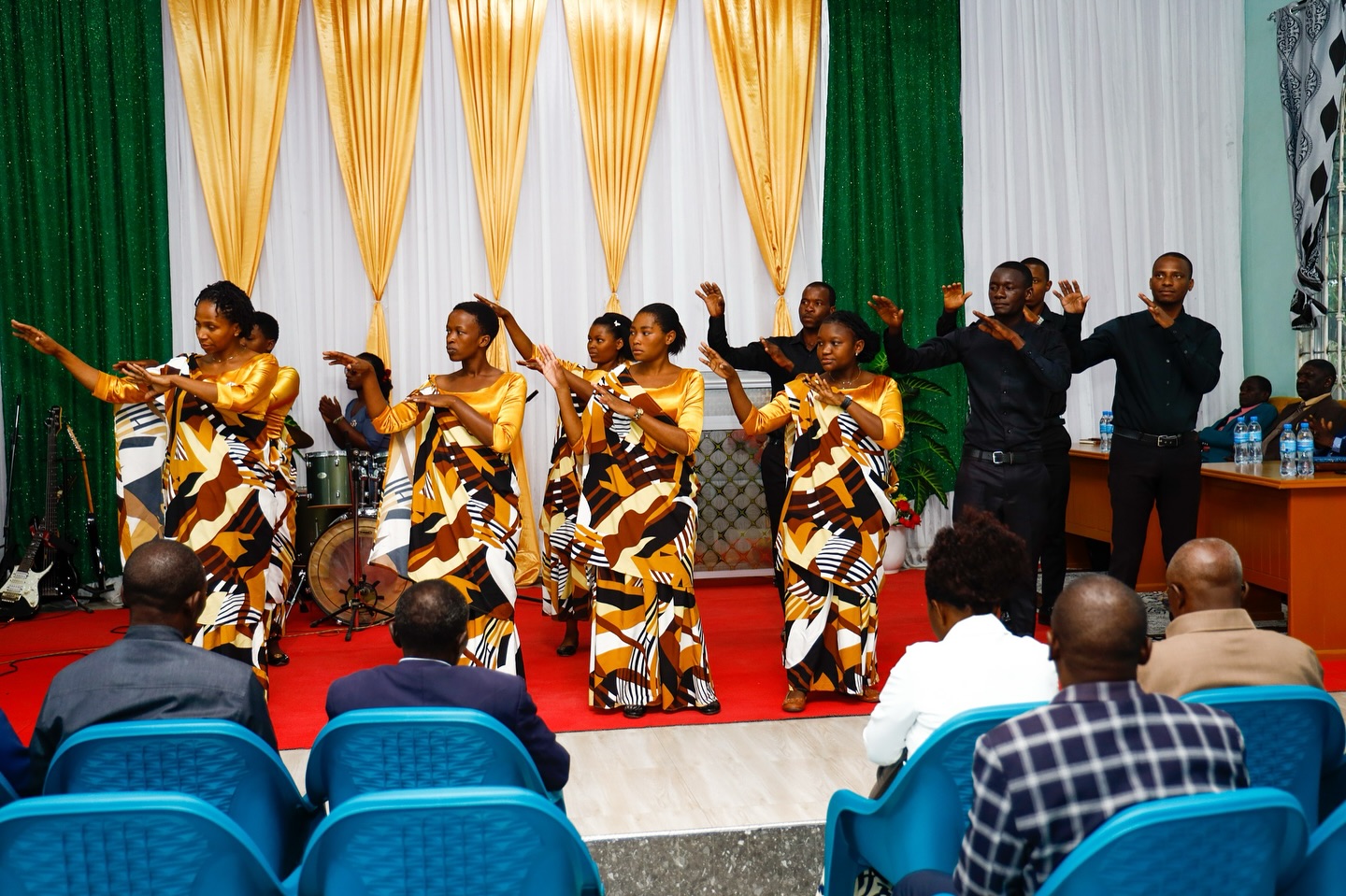 Musicians preparing before service